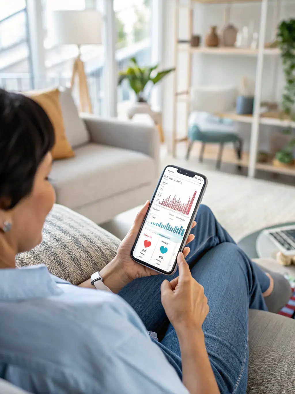 An image of a patient using the Kestra mobile app, showing features like medication reminders, exercise tracking, and direct communication with their care team, highlighting patient engagement.