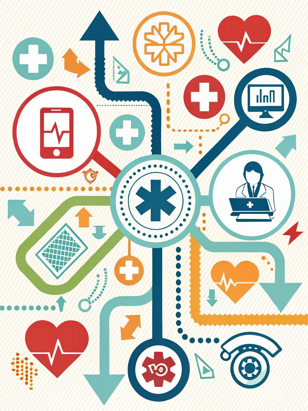 A visual representation of the Kestra system integrating with various healthcare providers and services, illustrating the seamless continuity of care throughout the patient's recovery journey.